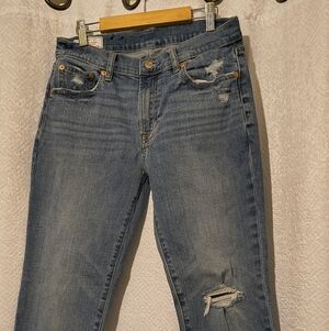 GAP Women's Blue Distressed Girlfriend Jeans